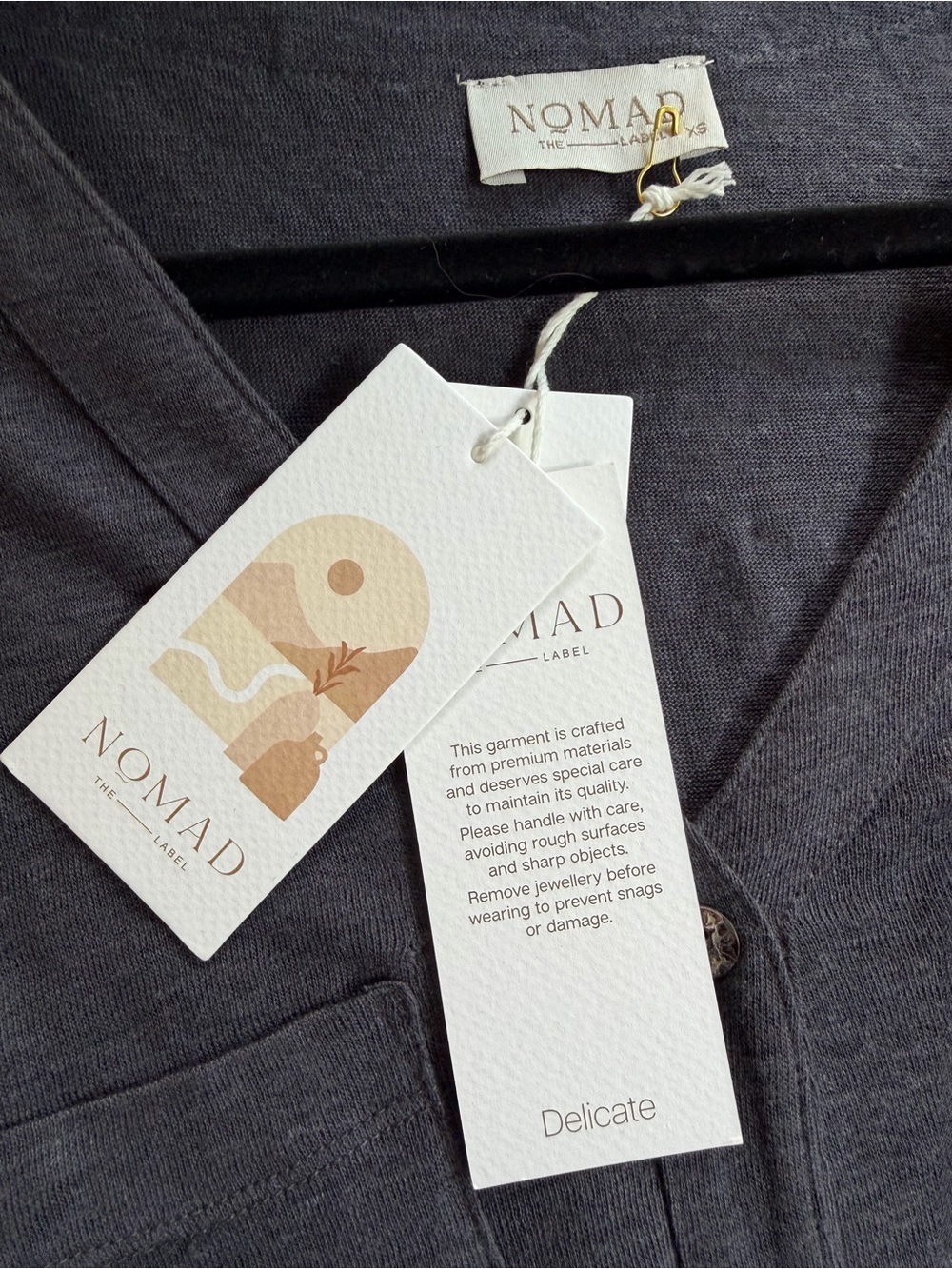 Nomad the Label, Marlee Linen Jersey Top, Charcoal - Picture 9 of 12